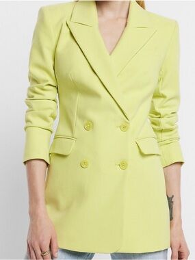 Express Lime Chartreuse Double-Breasted Blazer